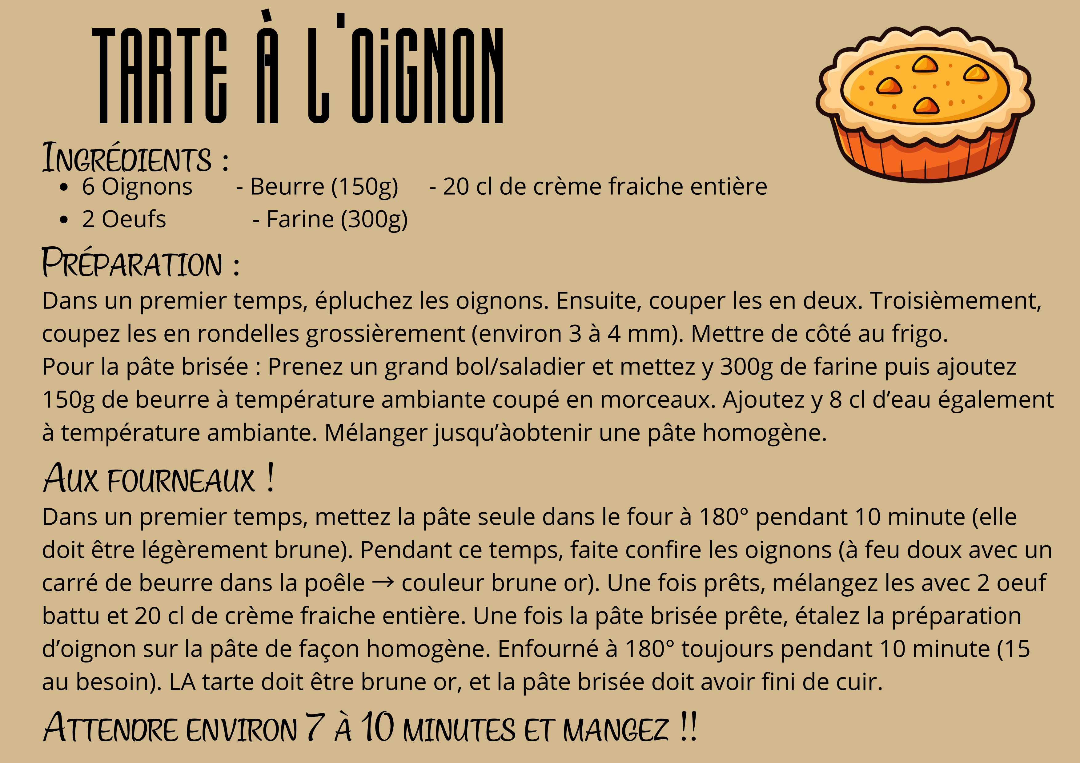 Recette : Tarte à l'oignon